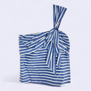 J.Crew | NWT one shoulder blue+ white striped top